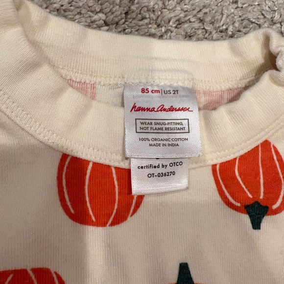 Hanna Andersson Cream and Orange Pumpkin Pajama Top - Picture 2 of 2